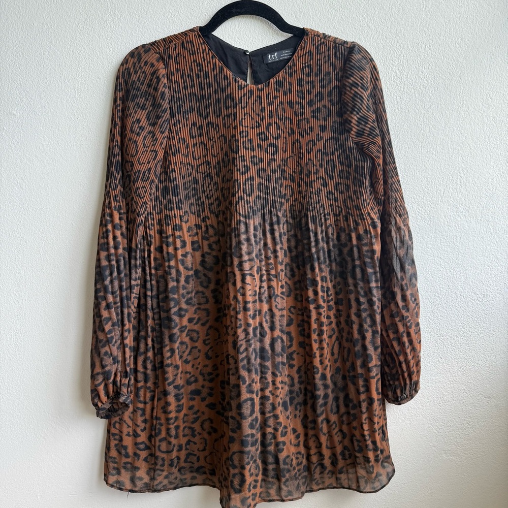 LEI Women's Leopard Print Dress - Brown and Black with pants underneath